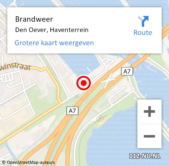 Locatie op kaart van de 112 melding: Brandweer Den Oever, Haventerrein op 9 mei 2014 13:46