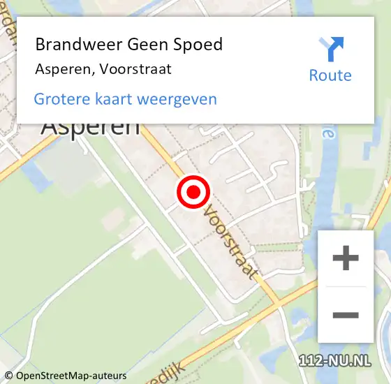 Locatie op kaart van de 112 melding: Brandweer Geen Spoed Naar Asperen, Voorstraat op 13 juni 2020 13:30