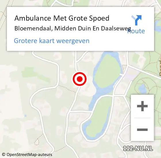 Locatie op kaart van de 112 melding: Ambulance Met Grote Spoed Naar Bloemendaal, Midden Duin En Daalseweg op 13 juni 2020 15:12