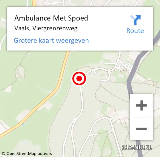 Locatie op kaart van de 112 melding: Ambulance Met Spoed Naar Vaals, Viergrenzenweg op 9 mei 2014 13:55