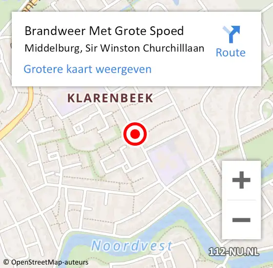 Locatie op kaart van de 112 melding: Brandweer Met Grote Spoed Naar Middelburg, Sir Winston Churchilllaan op 13 juni 2020 16:05