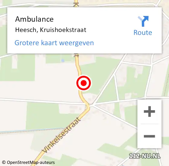 Locatie op kaart van de 112 melding: Ambulance Heesch, Kruishoekstraat op 13 juni 2020 16:09