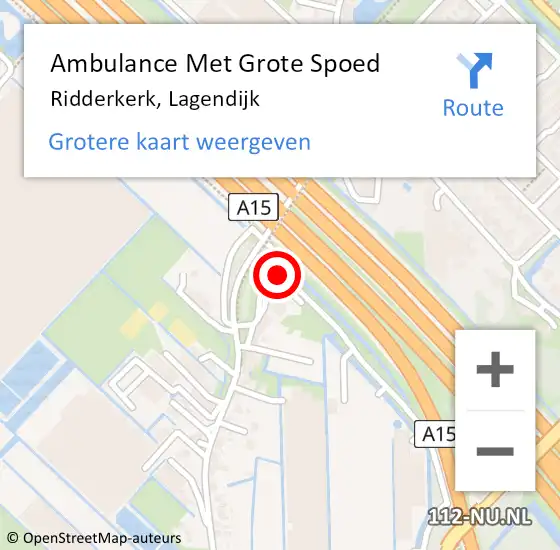 Locatie op kaart van de 112 melding: Ambulance Met Grote Spoed Naar Ridderkerk, Lagendijk op 13 juni 2020 16:41