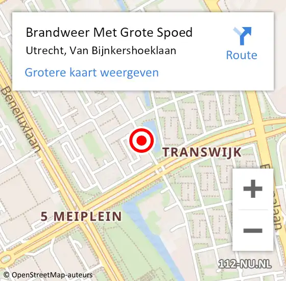 Locatie op kaart van de 112 melding: Brandweer Met Grote Spoed Naar Utrecht, Van Bijnkershoeklaan op 13 juni 2020 17:08