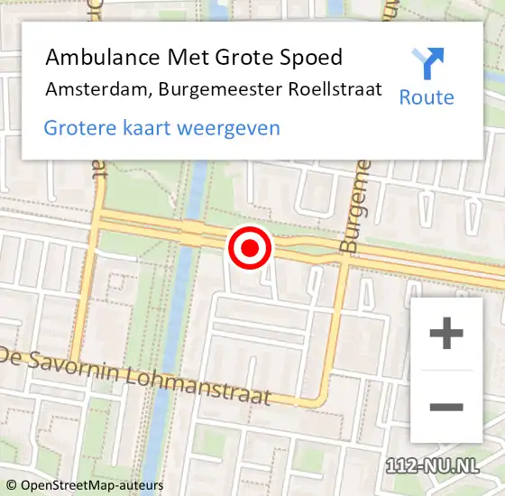 Locatie op kaart van de 112 melding: Ambulance Met Grote Spoed Naar Amsterdam, Burgemeester Roellstraat op 13 juni 2020 17:20