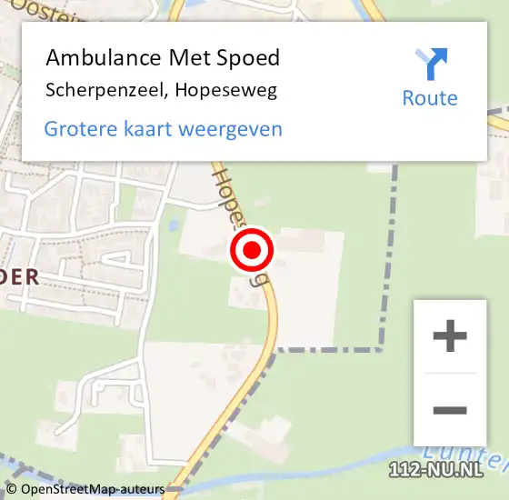 Locatie op kaart van de 112 melding: Ambulance Met Spoed Naar Scherpenzeel, Hopeseweg op 13 juni 2020 17:40