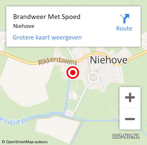 Locatie op kaart van de 112 melding: Brandweer Met Spoed Naar Niehove op 13 juni 2020 17:45