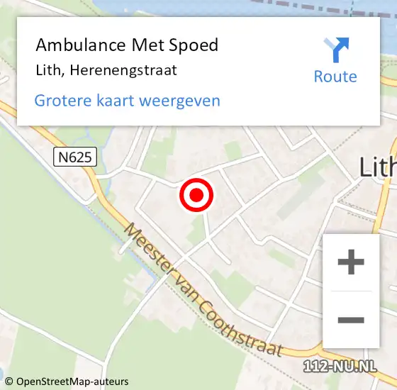 Locatie op kaart van de 112 melding: Ambulance Met Spoed Naar Lith, Herenengstraat op 13 juni 2020 18:06