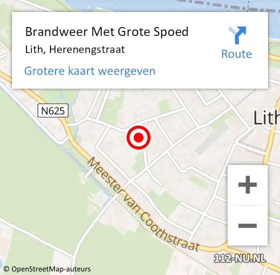 Locatie op kaart van de 112 melding: Brandweer Met Grote Spoed Naar Lith, Herenengstraat op 13 juni 2020 18:07