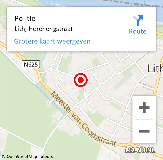 Locatie op kaart van de 112 melding: Politie Lith, Herenengstraat op 13 juni 2020 18:08