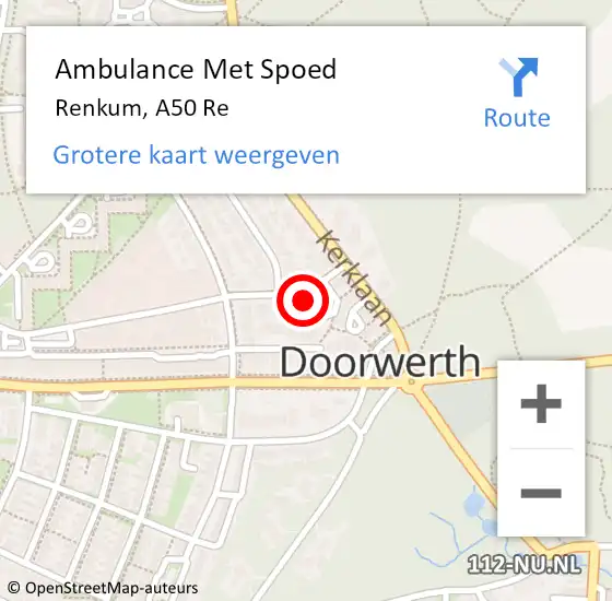 Locatie op kaart van de 112 melding: Ambulance Met Spoed Naar Renkum, A50 Re op 13 juni 2020 18:43