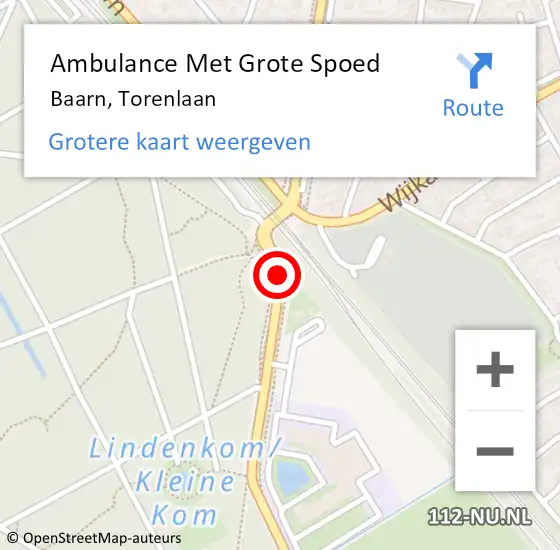 Locatie op kaart van de 112 melding: Ambulance Met Grote Spoed Naar Baarn, Torenlaan op 13 juni 2020 20:07