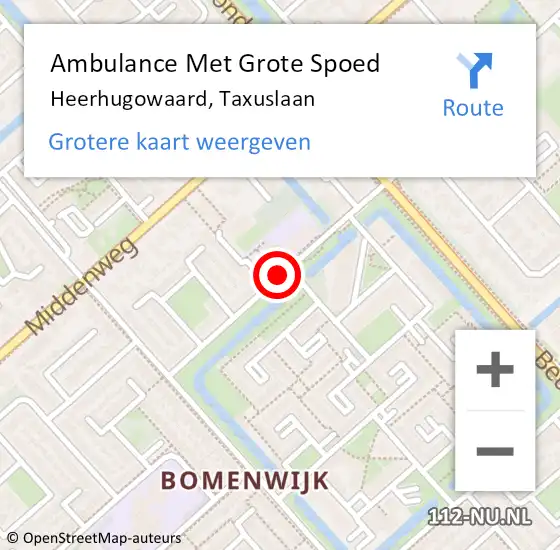 Locatie op kaart van de 112 melding: Ambulance Met Grote Spoed Naar Heerhugowaard, Taxuslaan op 13 juni 2020 21:28