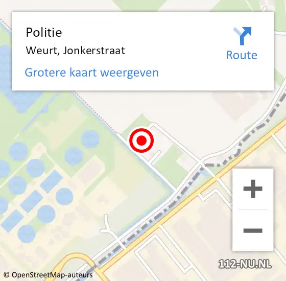 Locatie op kaart van de 112 melding: Politie Weurt, Jonkerstraat op 13 juni 2020 22:11