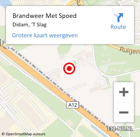 Locatie op kaart van de 112 melding: Brandweer Met Spoed Naar Didam, 'T Slag op 13 juni 2020 23:32