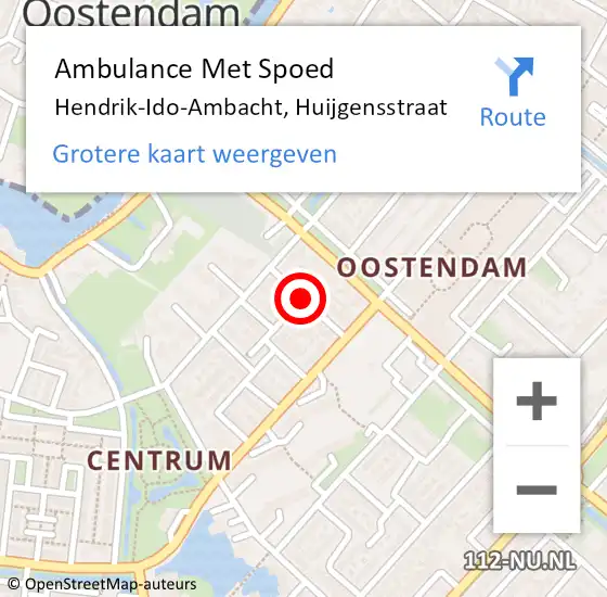 Locatie op kaart van de 112 melding: Ambulance Met Spoed Naar Hendrik-Ido-Ambacht, Huijgensstraat op 14 juni 2020 00:16