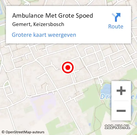 Locatie op kaart van de 112 melding: Ambulance Met Grote Spoed Naar Gemert, Keizersbosch op 14 juni 2020 00:45