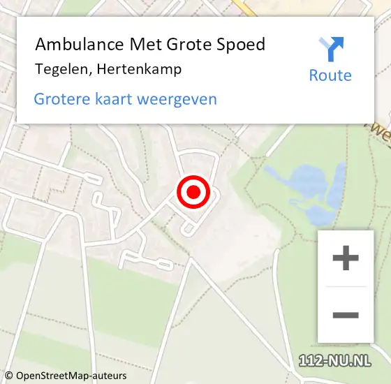 Locatie op kaart van de 112 melding: Ambulance Met Grote Spoed Naar Tegelen, Hertenkamp op 14 juni 2020 01:35