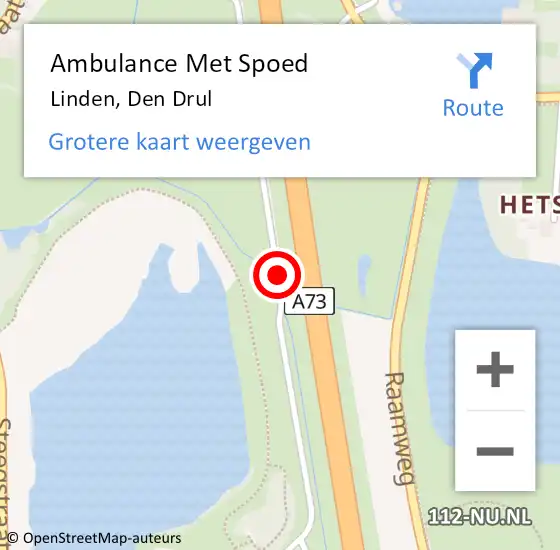 Locatie op kaart van de 112 melding: Ambulance Met Spoed Naar Linden, Den Drul op 14 juni 2020 02:22