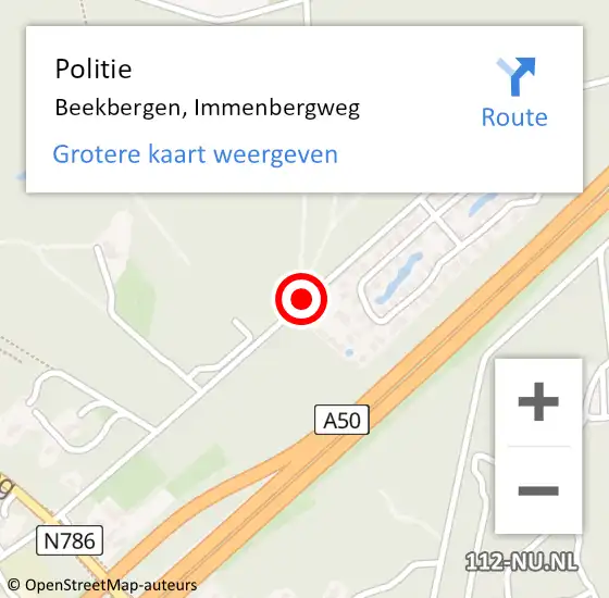 Locatie op kaart van de 112 melding: Politie Beekbergen, Immenbergweg op 14 juni 2020 02:52