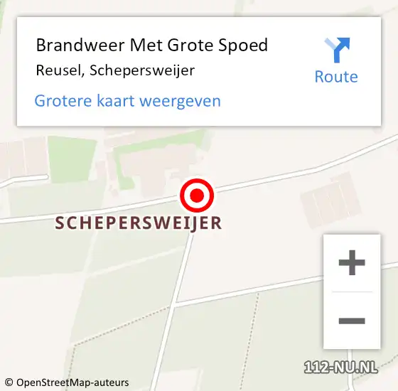 Locatie op kaart van de 112 melding: Brandweer Met Grote Spoed Naar Reusel, Schepersweijer op 14 juni 2020 03:10