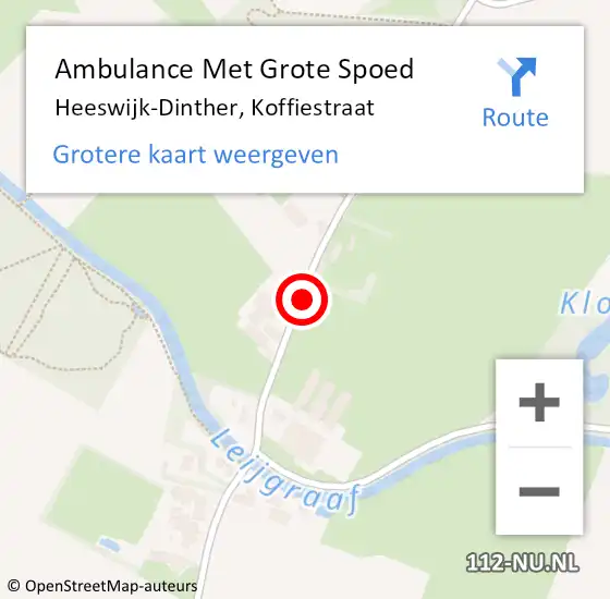 Locatie op kaart van de 112 melding: Ambulance Met Grote Spoed Naar Heeswijk, Koffiestraat op 14 juni 2020 04:01