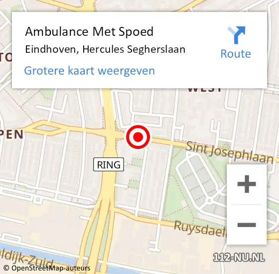 Locatie op kaart van de 112 melding: Ambulance Met Spoed Naar Eindhoven, Hercules Segherslaan op 14 juni 2020 05:03