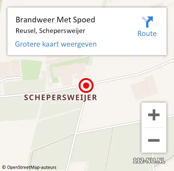 Locatie op kaart van de 112 melding: Brandweer Met Spoed Naar Reusel, Schepersweijer op 14 juni 2020 05:34