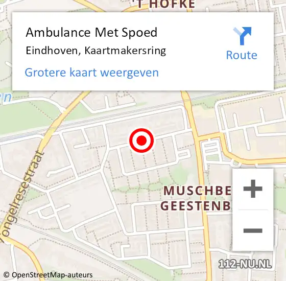 Locatie op kaart van de 112 melding: Ambulance Met Spoed Naar Eindhoven, Kaartmakersring op 14 juni 2020 06:05