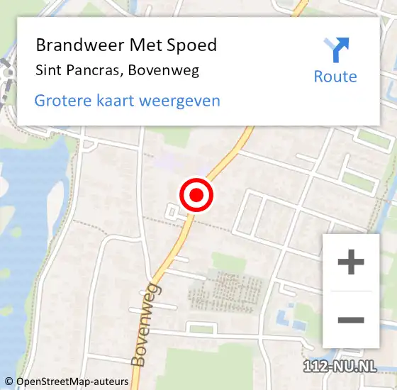 Locatie op kaart van de 112 melding: Brandweer Met Spoed Naar Sint Pancras, Bovenweg op 9 mei 2014 14:48