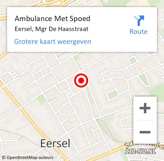 Locatie op kaart van de 112 melding: Ambulance Met Spoed Naar Eersel, Mgr De Haasstraat op 14 juni 2020 08:24