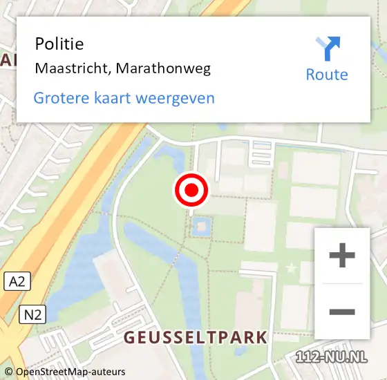 Locatie op kaart van de 112 melding: Politie Maastricht, Marathonweg op 14 juni 2020 09:32