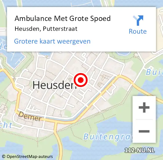 Locatie op kaart van de 112 melding: Ambulance Met Grote Spoed Naar Heusden, Putterstraat op 14 juni 2020 09:35