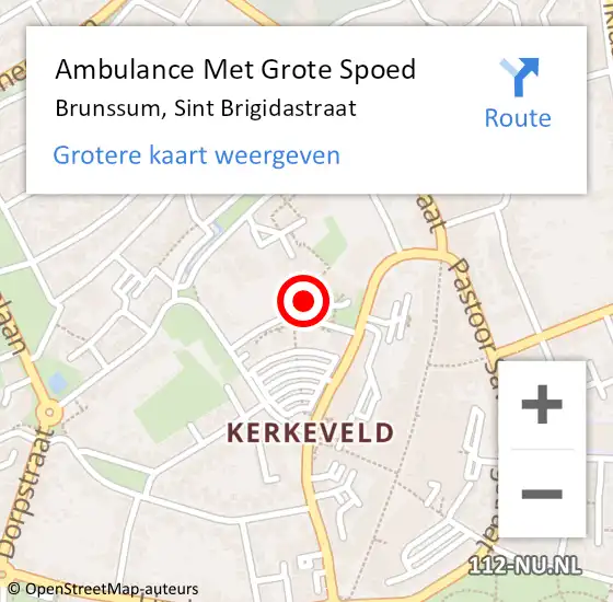 Locatie op kaart van de 112 melding: Ambulance Met Grote Spoed Naar Brunssum, Sint Brigidastraat op 9 mei 2014 15:03