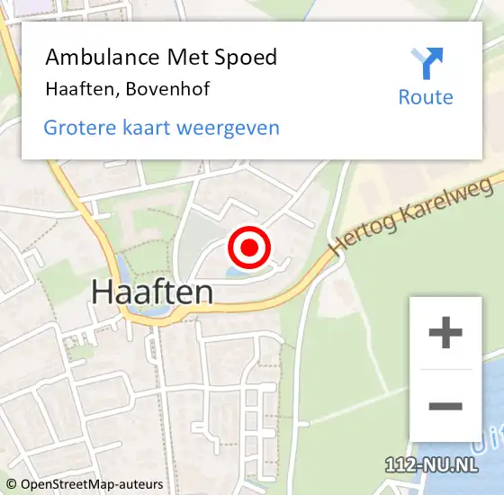 Locatie op kaart van de 112 melding: Ambulance Met Spoed Naar Haaften, Bovenhof op 14 juni 2020 11:08