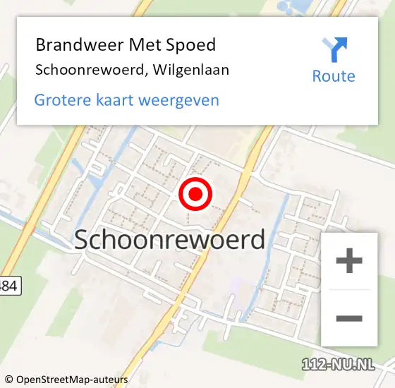 Locatie op kaart van de 112 melding: Brandweer Met Spoed Naar Schoonrewoerd, Wilgenlaan op 9 mei 2014 15:04