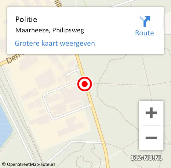 Locatie op kaart van de 112 melding: Politie Maarheeze, Philipsweg op 14 juni 2020 11:27