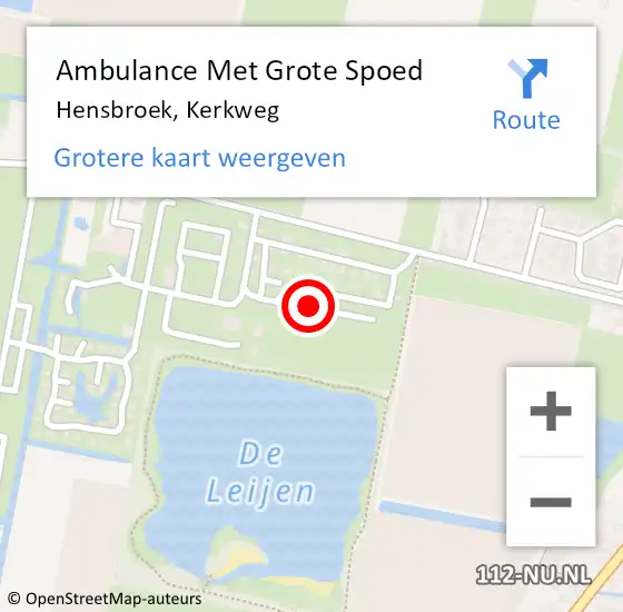 Locatie op kaart van de 112 melding: Ambulance Met Grote Spoed Naar Hensbroek, Kerkweg op 14 juni 2020 12:12