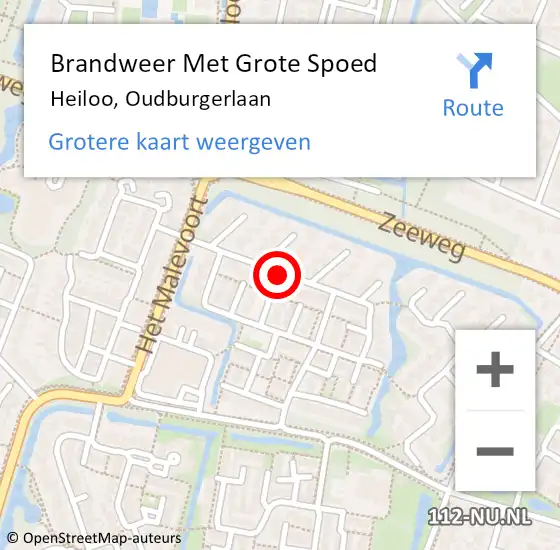 Locatie op kaart van de 112 melding: Brandweer Met Grote Spoed Naar Heiloo, Oudburgerlaan op 14 juni 2020 12:22