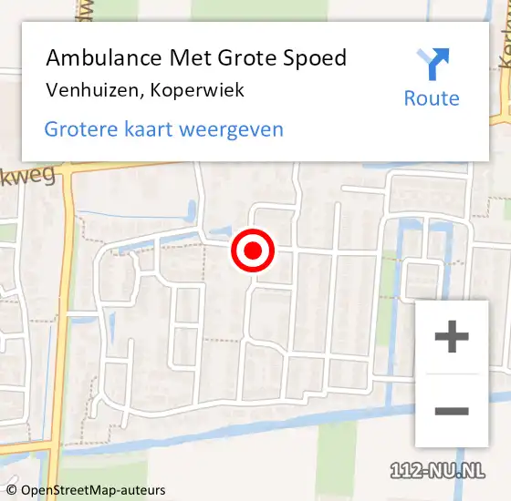 Locatie op kaart van de 112 melding: Ambulance Met Grote Spoed Naar Venhuizen, Koperwiek op 14 juni 2020 13:11