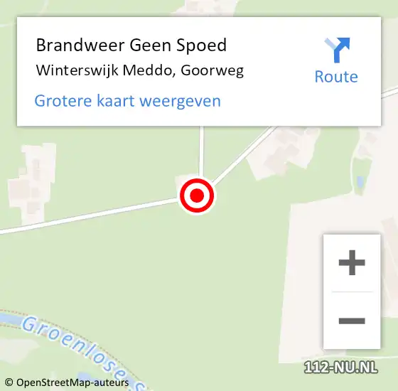 Locatie op kaart van de 112 melding: Brandweer Geen Spoed Naar Winterswijk Meddo, Goorweg op 14 juni 2020 15:07