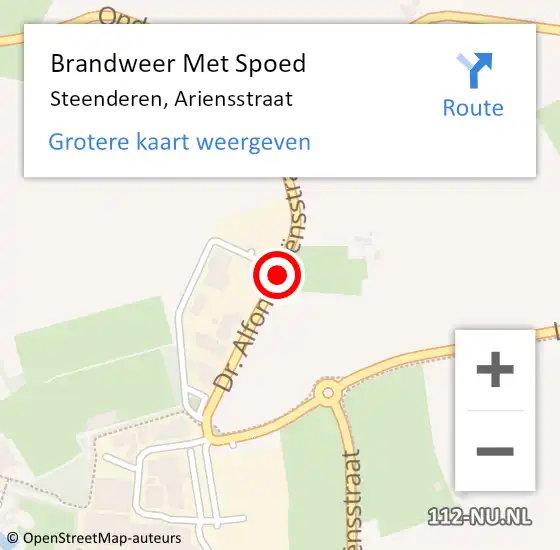 Locatie op kaart van de 112 melding: Brandweer Met Spoed Naar Steenderen, Ariensstraat op 14 juni 2020 15:32