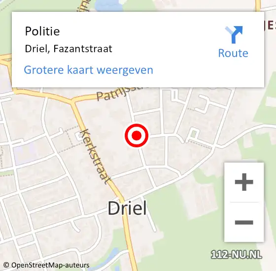 Locatie op kaart van de 112 melding: Politie Driel, Fazantstraat op 14 juni 2020 16:42