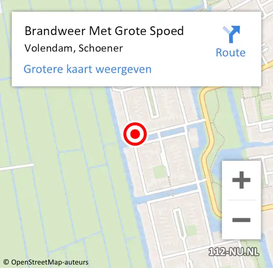 Locatie op kaart van de 112 melding: Brandweer Met Grote Spoed Naar Volendam, Schoener op 9 mei 2014 15:25