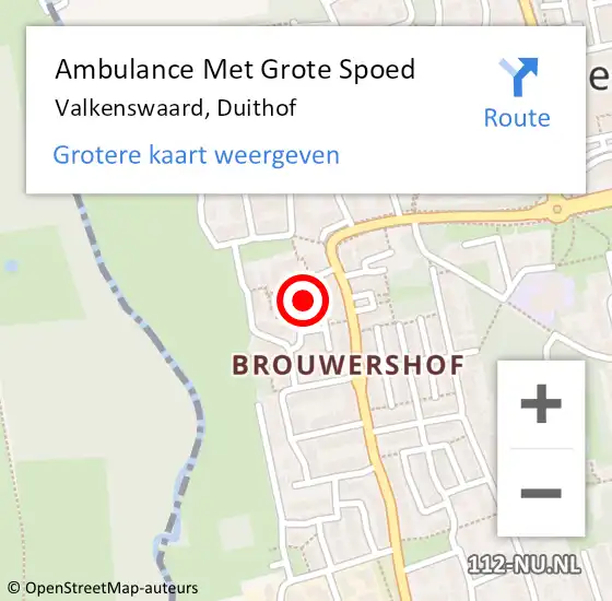 Locatie op kaart van de 112 melding: Ambulance Met Grote Spoed Naar Valkenswaard, Duithof op 14 juni 2020 17:50