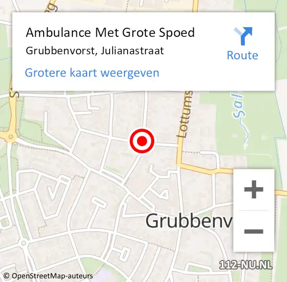 Locatie op kaart van de 112 melding: Ambulance Met Grote Spoed Naar Grubbenvorst, Julianastraat op 14 juni 2020 18:12