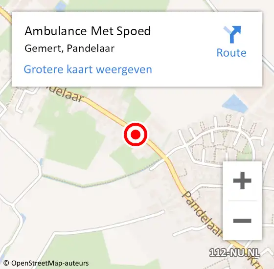 Locatie op kaart van de 112 melding: Ambulance Met Spoed Naar Gemert, Pandelaar op 14 juni 2020 18:45