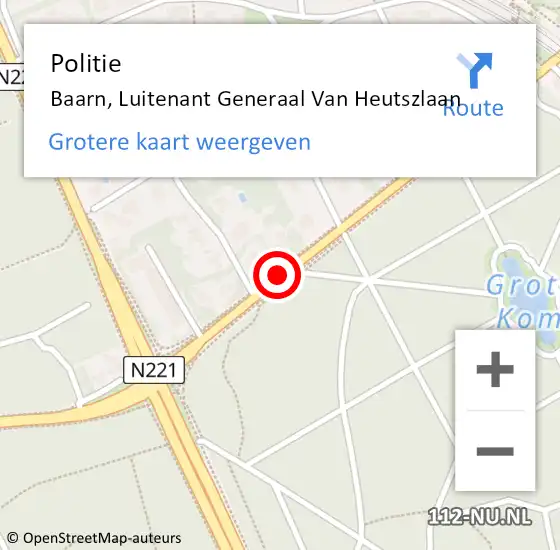 Locatie op kaart van de 112 melding: Politie Baarn, Luitenant Generaal Van Heutszlaan op 14 juni 2020 19:12