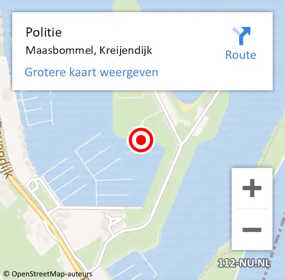 Locatie op kaart van de 112 melding: Politie Maasbommel, Kreijendijk op 14 juni 2020 19:16