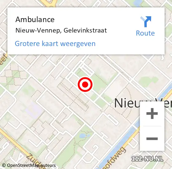 Locatie op kaart van de 112 melding: Ambulance Nieuw-Vennep, Gelevinkstraat op 14 juni 2020 19:17